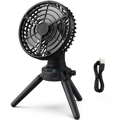 Foldable Camping Fan with Oscillating Tripod and USB Power
