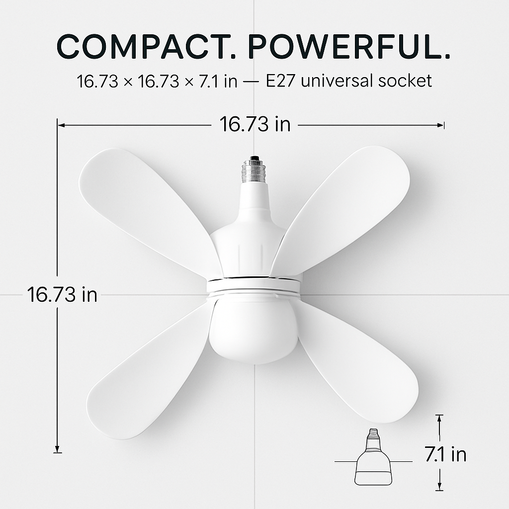12W Socket Ceiling Fan with Lights and Remote