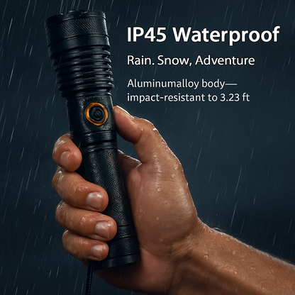 Tactical LED Flashlight Zoomable Spotlight for Outdoor Use
