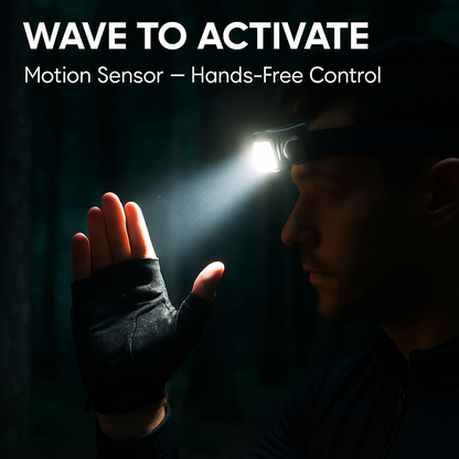 Motion Sensor Headlamp with 9 Lighting Modes