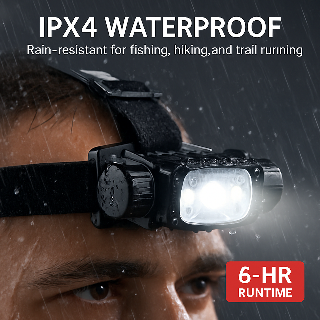 Motion Sensor Headlamp with 9 Lighting Modes