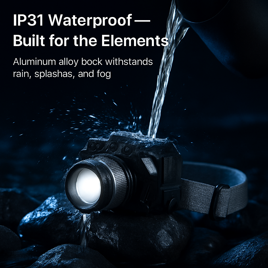 Motion Sensor LED Headlamp with Zoomable Beam and 3 Modes
