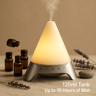 120ml Cool Mist Humidifier Ultrasonic Aroma Essential Oil Diffuser w/Soothing Sounds 7 Color Night Lights Waterless Auto Off for Relaxation and Sleepi