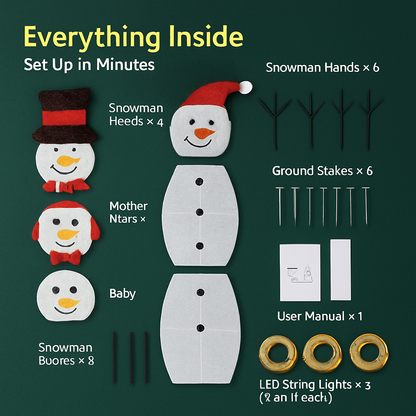2D Christmas Snowman Yard Decoration with LED Lights