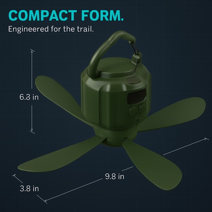 Portable Camping Ceiling LED Fan with 3-Speed Wind & Light