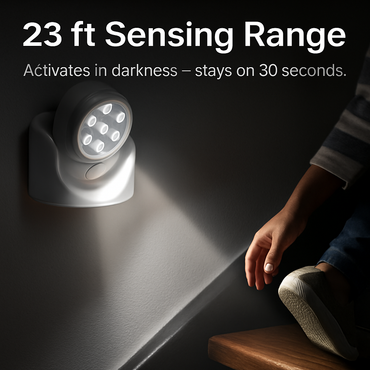 Wireless LED Spotlight 90 ° Motion Sensor Night Lamp 360°Rotate Cordless Stairs Lights Battery Operated w/23ft Sensing Range for Closet Bathroom