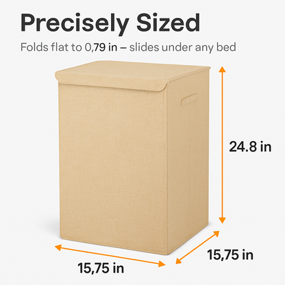 Foldable Laundry Hampers with Lid, Handles & Storage