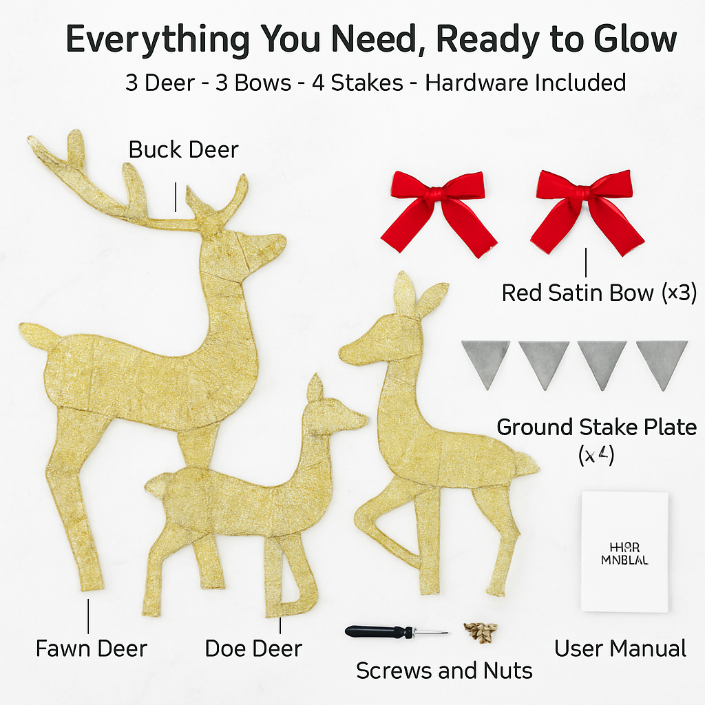 2D Lighted Christmas Deer Family Set (Indoor/Outdoor)