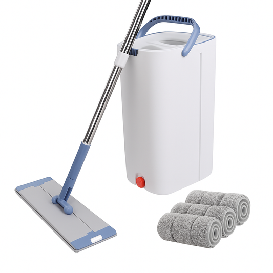 Mop Bucket with Wringer Set for Flat Floors - 3 Pads