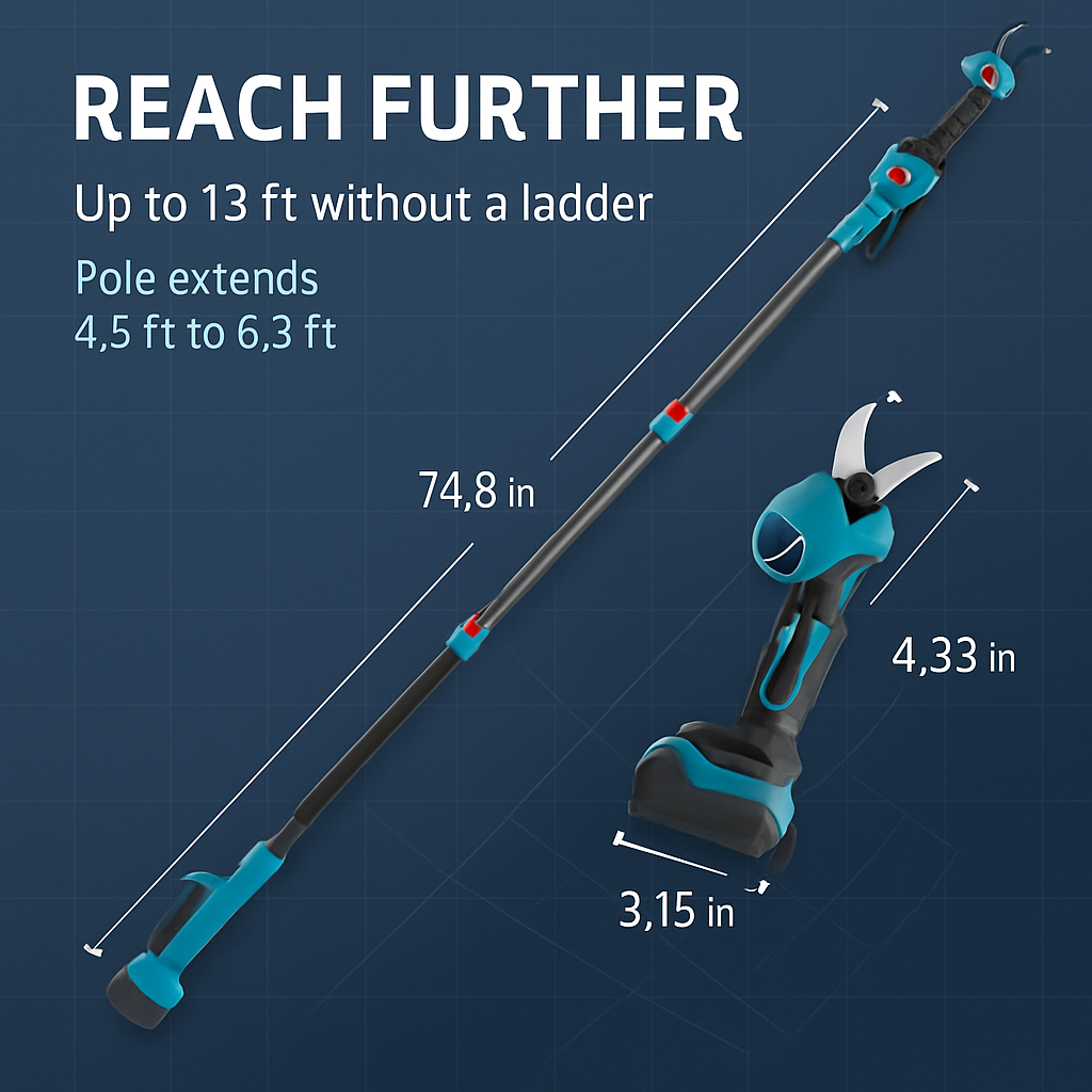 2-in-1 Electric Pruning Shear with Extension Pole