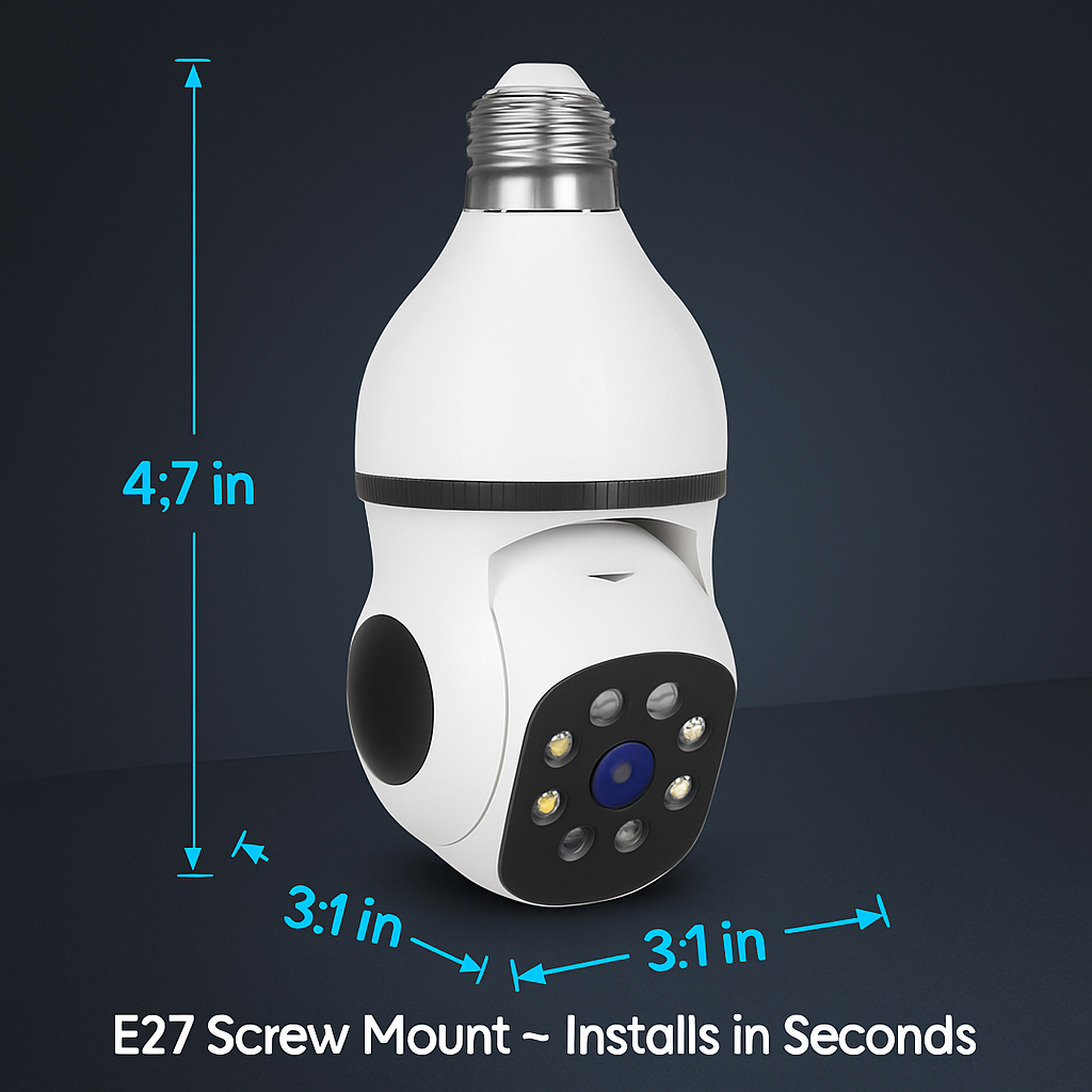 WiFi Bulb Camera Pan Tilt Security Camera with Night Vision