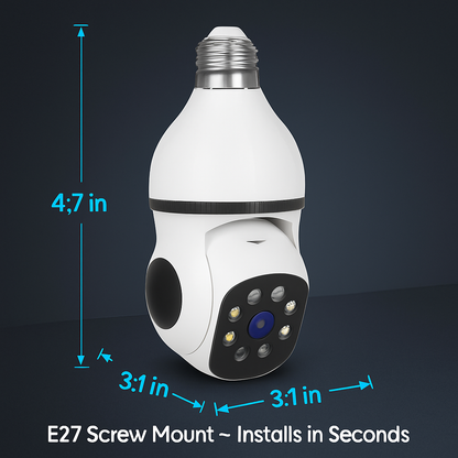 WiFi Bulb Camera Pan Tilt Security Camera with Night Vision