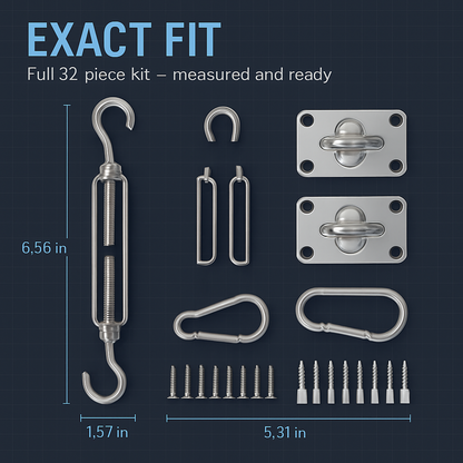 Sun Shade Sail Hardware Kit for Rectangular Sails