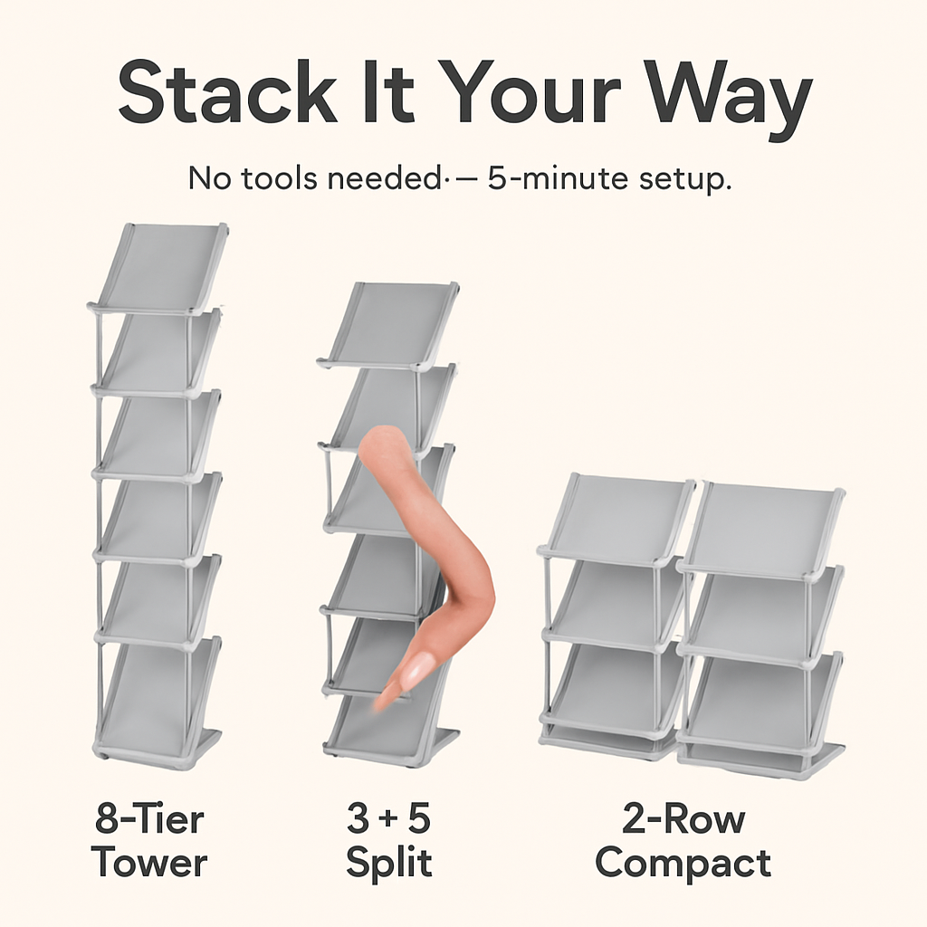 Narrow Vertical Shoe Rack 5 Tier Organizer