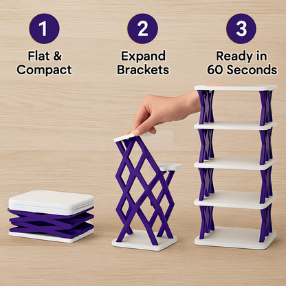 6-Tier Foldable Shoe Rack - Space Saving Organizer