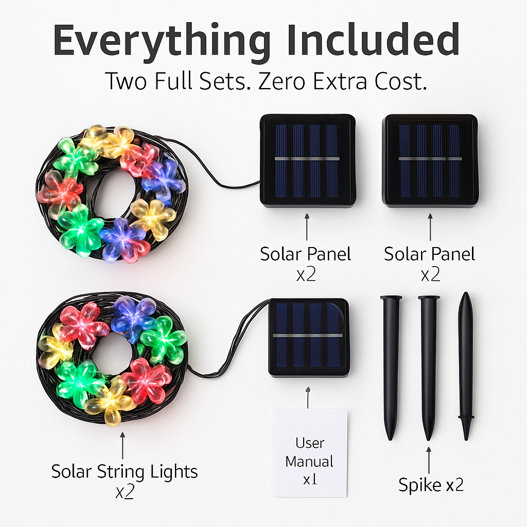 Solar Powered Flower Blossom String Lights 50 LEDs
