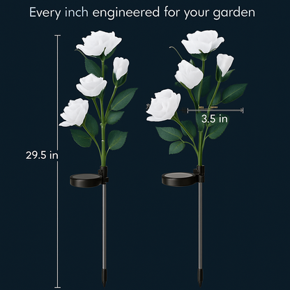 Solar Powered Rose Lights - Water-Resistant Pathway