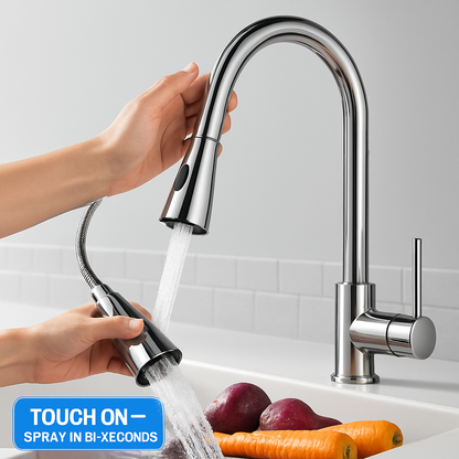 Touch Sensor Faucet with Pull-Out Spout, Hot and Cold Water