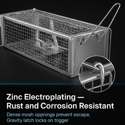 Dual Door Rat Trap Cage: Humane Live Trap for Mice & Rodents