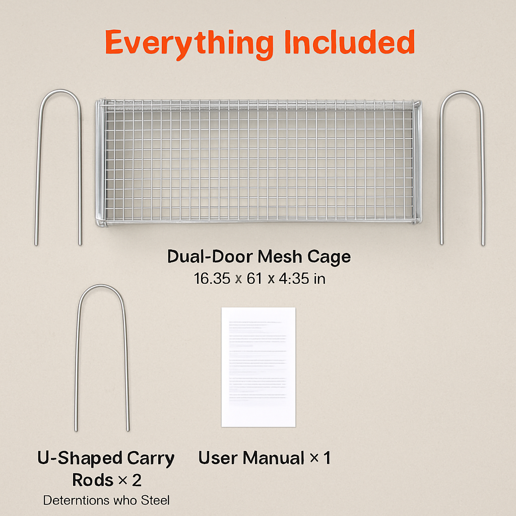Dual Door Rat Trap Cage: Humane Live Trap for Mice & Rodents