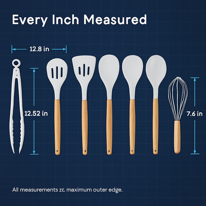 Kitchen Utensils Set with Holder - Spatulas & Spoons