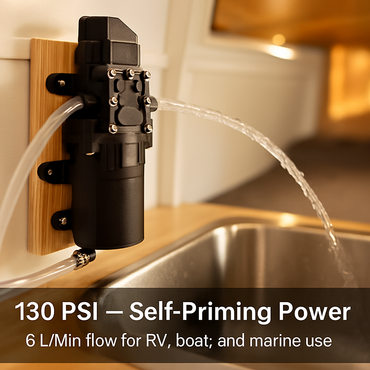 12V Diaphragm Water Pump with Hose Clamps