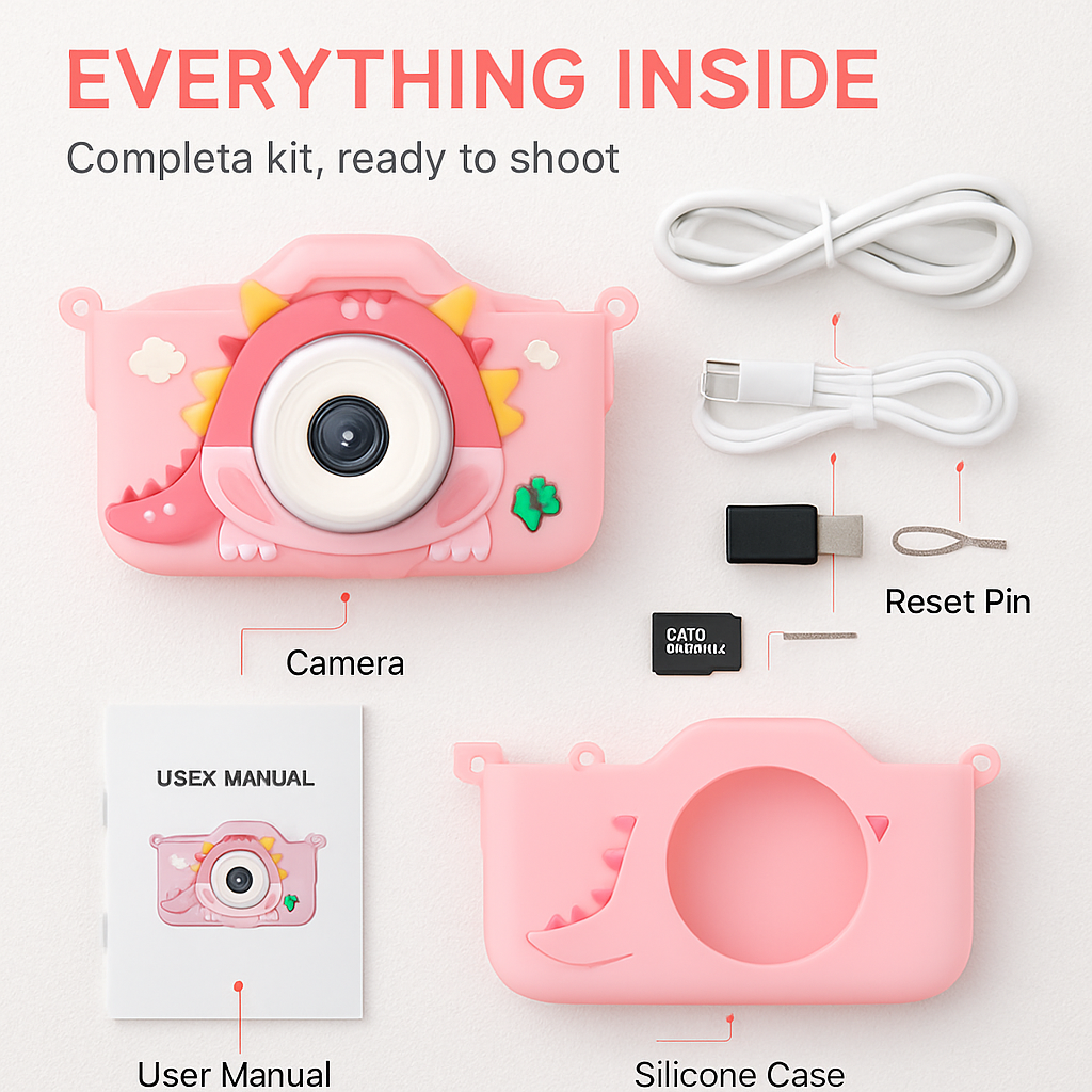 Dinosaur Kids Selfie Camera with Cartoon Case