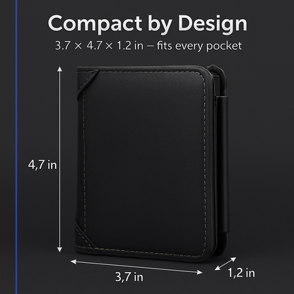 Leather Wallet with ID Card Holder and Zipper