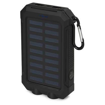 Solar Power Bank with Dual USB Ports and Compass