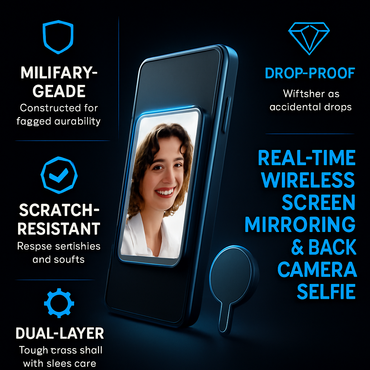 Vlog Selfie Monitor Screen Magnetic Rear Camera Phone Monitor Wireless Selfie Monitor Screen with 33FT Remote for Vlog Live Stream Compatible with IOS