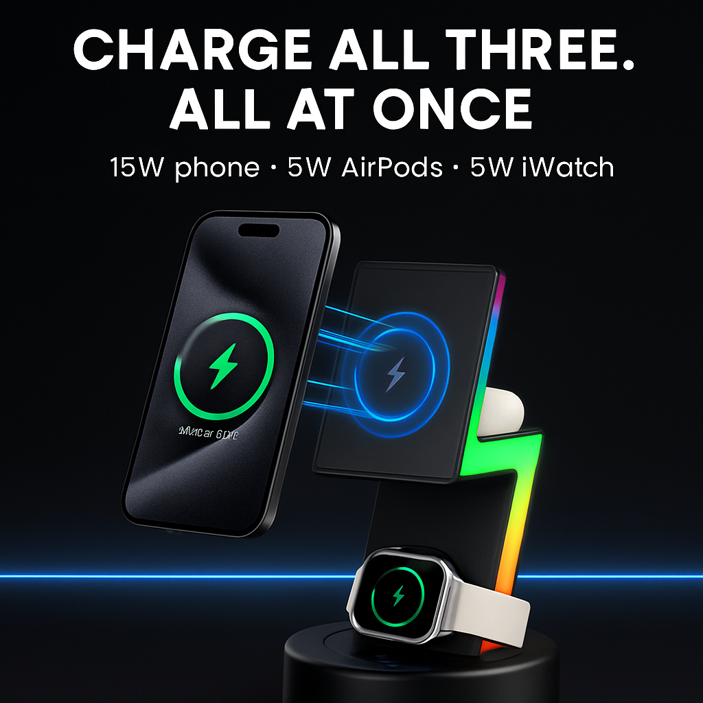 3-in-1 MagSafe Wireless Charger with RGB Lighting