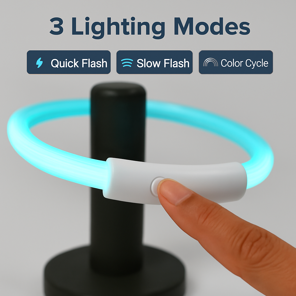 USB Rechargeable LED Dog Collar – Multi-Color Lighting