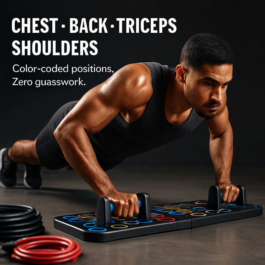 Push Up Board Home Gym Kit with Resistance Bands