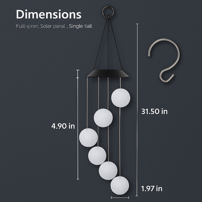 Solar Ball Wind Chime with Color-Changing LEDs Outdoor