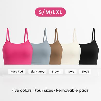 Women Sport Bras with Removable Pads, Low-Impact Square Neck