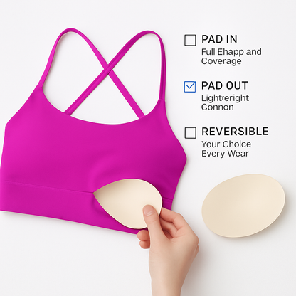 Cross Back Padded Sports Bra with Removable Pads