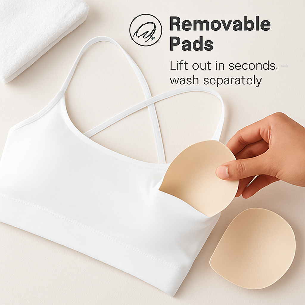 Cross Back Padded Sports Bra with Removable Pads