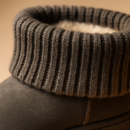 Women Snow Boots Suede Mid-Calf with Knit Lining