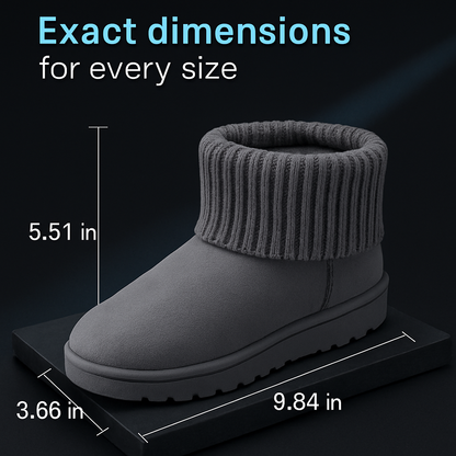 Women Snow Boots Suede Mid-Calf with Knit Lining