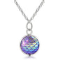Genuine Fish Scales Rainbow Holographic Sequins Charm Pendant Chain Necklace Silver Filled High Polish Finsh