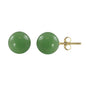 Genuine Jade Gemstone Ball Stud Earrings in 14K Gold