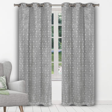 Geometric Pattern Blackout Thermal Window Curtain Pair Panel