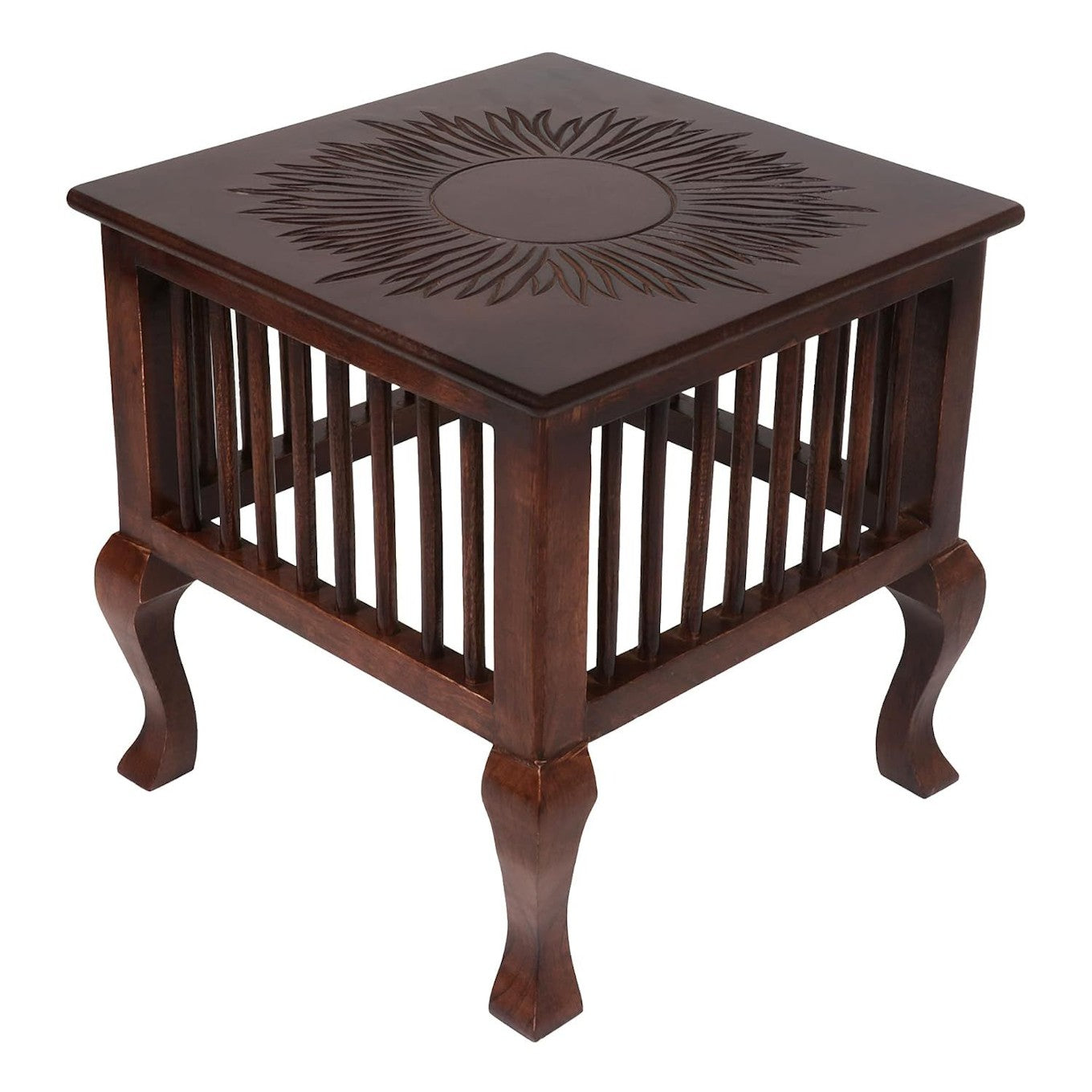 Handmade Wooden Stool and Side Table Set – Brown
