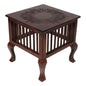 Handmade Wooden Stool and Side Table Set – Brown