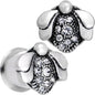 00G Clear Gem Steel Allow Me Ladybug Double Flare Tunnel Plug Set