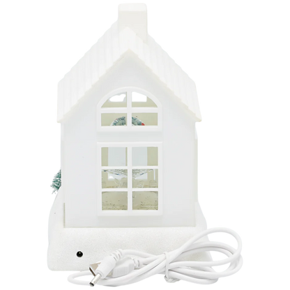 Lighted Swirl House with Trees & Wreath