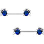 9/16 Blue CZ Gem Dreamy Dolphin Barbell Nipple Ring Set