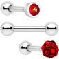 16G 1/4 Deep Red Faux Opal Inlay Cartilage Tragus Earring 3 Pack Set
