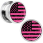 Pink American Flag Steel Screw Fit Plug Set 1/2