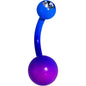 14G 3/8 Clear Top Gem Color Plated Purple Blue Fade Belly Ring